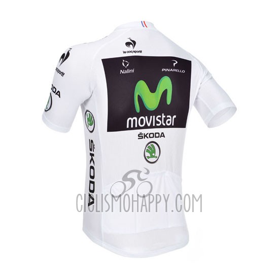 Movistar Lider Cycling Jersey Bib Short 2013 Men Short Sleeve White